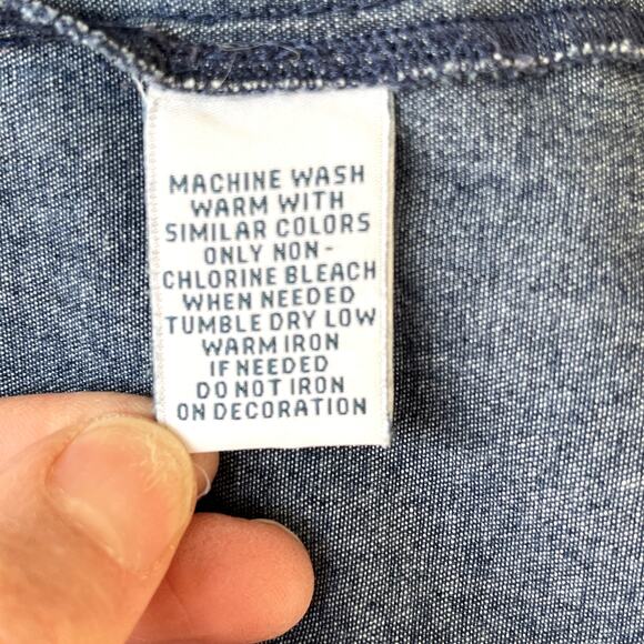 Go Softly Chambray Denim Patio Dress Zip Front Embroidered Pockets Womens XL - Picture 9 of 9